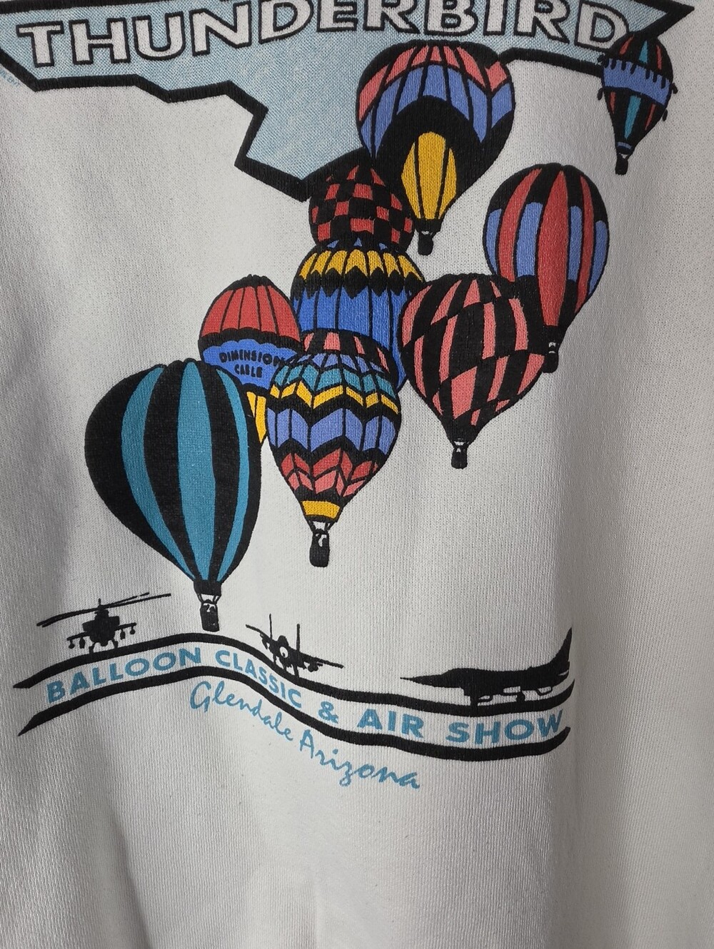 Vintage 1993 Thunderbird Balloon Classic Air Show Sweatshirt Mens M Hanes White - Picture 2 of 8